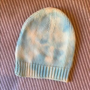 LoveShackFancy Blue and Cream Tie Dye Knit Beanie